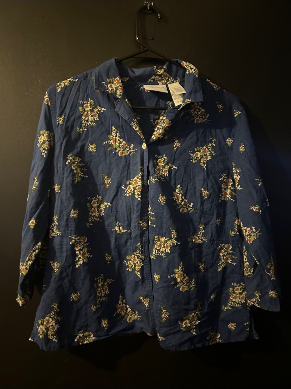 Liz Claiborne Navy Floral Button-Down Shirt